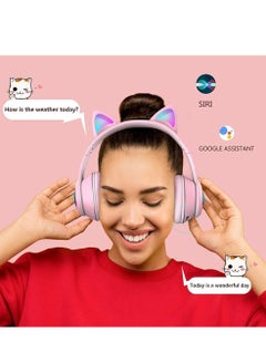 ProOne ProOne PHB3550 Bluetooth Gaming Headset with Microphone - Wireless Headphones for PC PS5 PS4 Mac, 40mm Drivers, 10Hrs Playtime, Colorful LED Lights, Gaming Headphones (PInk)  - Image 3