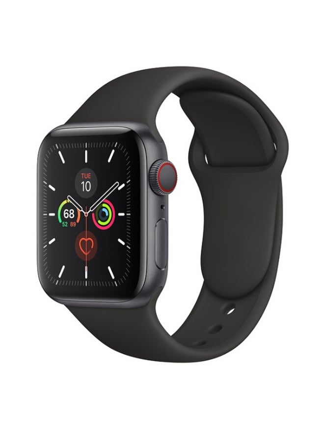 NIBEMINENT - 2-Piece Silicone band for Apple Watch 42/44/45/49 mm Small/Large Black - Image 1