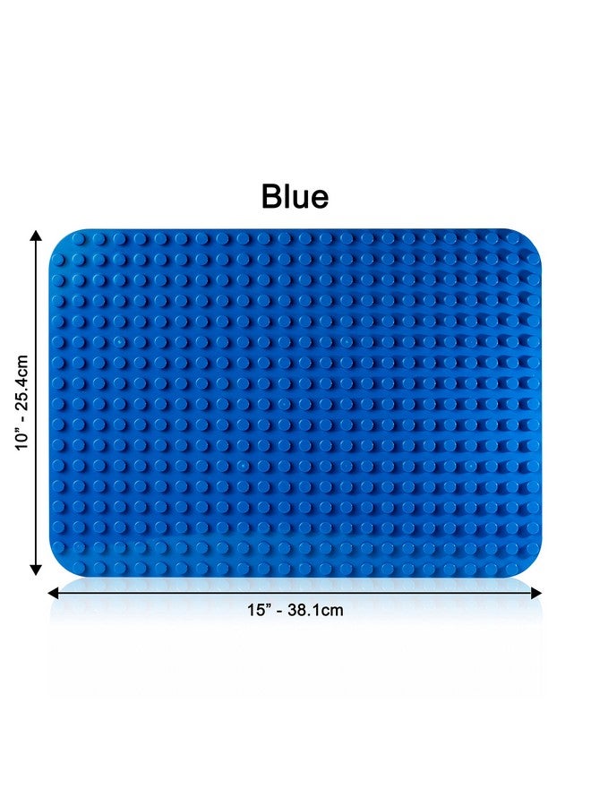 Apostrophe Games Building Block Base Plates for Large Blocks 15" x 10" Blue Baseplate, Compatible with Major Brands, STEM Learning, Ages 3+ - Image 2