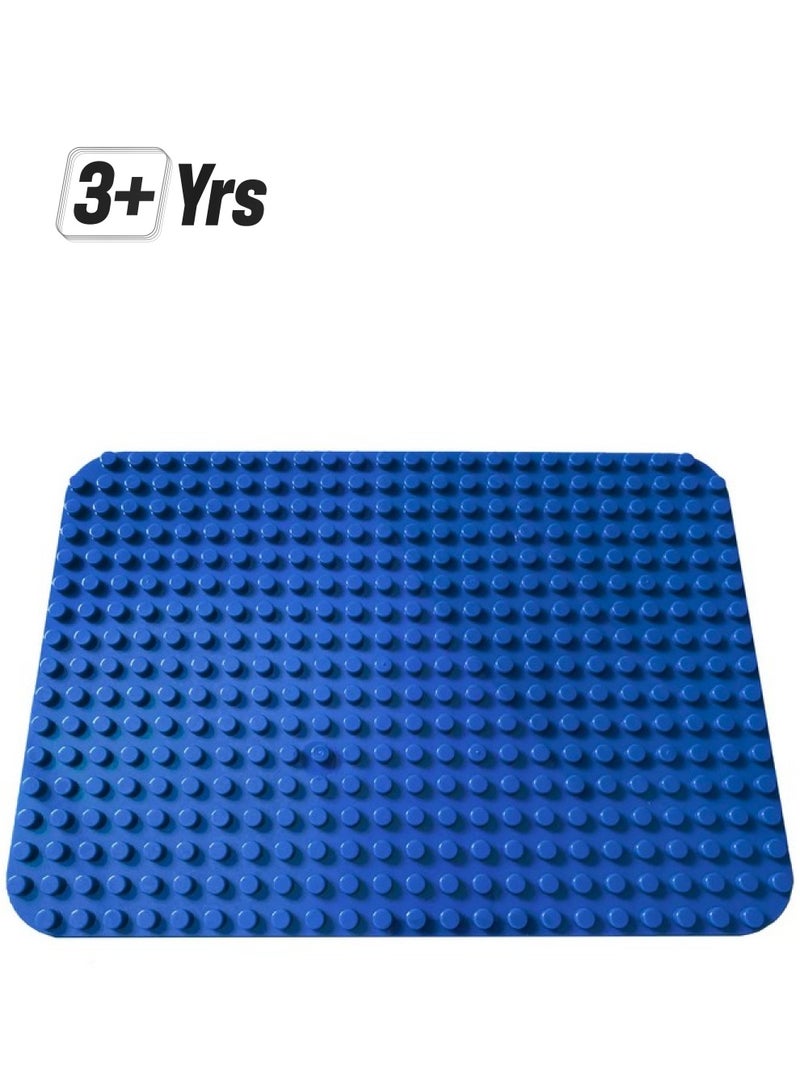Apostrophe Games Building Block Base Plates for Large Blocks 15" x 10" Blue Baseplate, Compatible with Major Brands, STEM Learning, Ages 3+ - Image 1