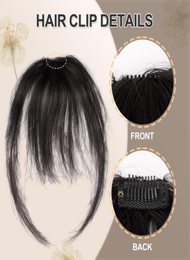 CARGEN Pure Handicraft Clip on Bang for Women, Real Human Hair Wispy Clip-on Bangs with Temples Hairpieces Curved Bangs for Daily Wear, Natural Black - Image 2