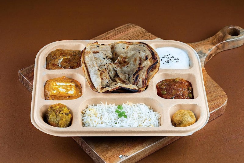 SHOP  SHOPPEE SHOP SHOPPEE EcoFriendly Biodegradable Plate with 8 Compartment Meal Tray LeakResistant Disposable Sugarcane Bagasse Dinner Plate for WeddingPartyFunctions 50 Plates Microwave Safe - Image 2