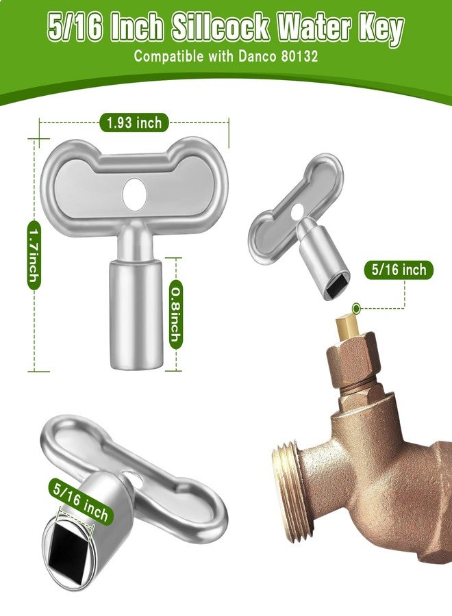 Enhon 5/16 in Sillcock Water Key Compatible with Danco 80132, Water Spigot Key, Square Stem Outdoor Faucet Handle Fits 8x8mm Square Broach Shut Off Valve (Silver,Standard Length) - Image 2