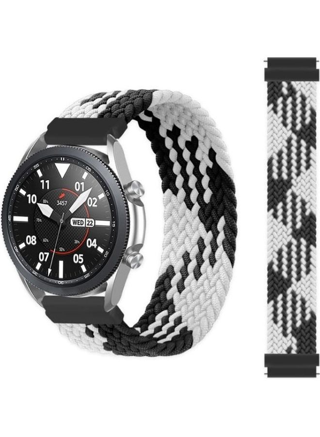 Adjustable Nylon Braided Replacement Watchband For Samsung Galaxy Watch 3 41mm Black/White - Image 1