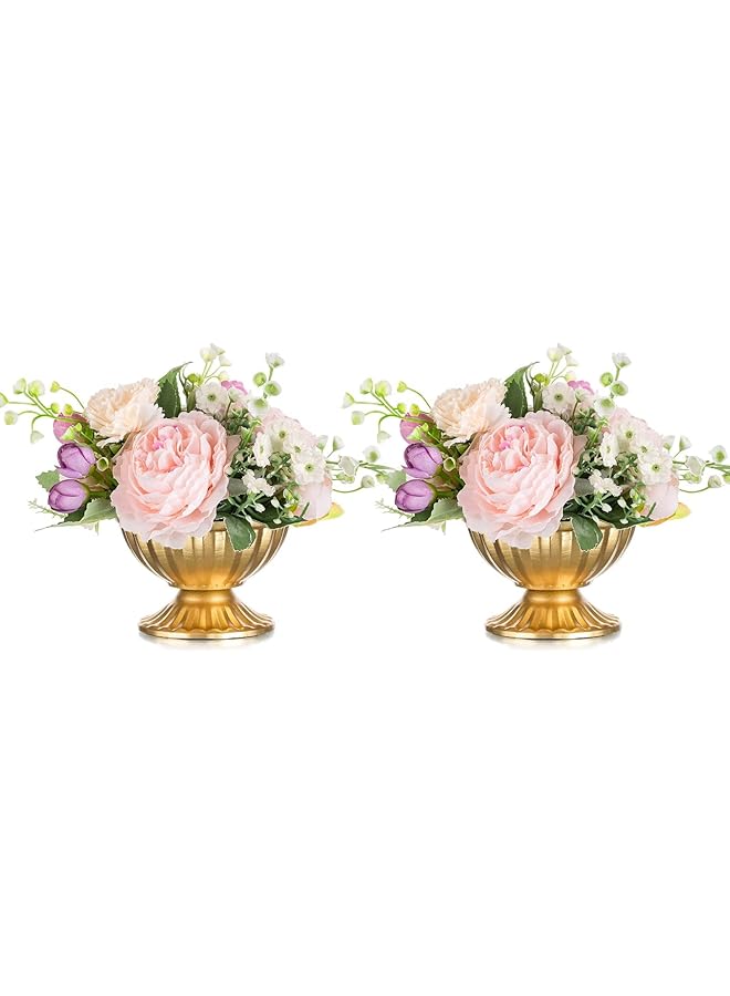 The Bros Mini Gold Flower Arrangement Pots - 2.6IN Metal Vase Urn Planters for Centerpiece Table Decorations, Home, Party, Anniversary, Ceremony, Wedding Decor - Gold - Image 1