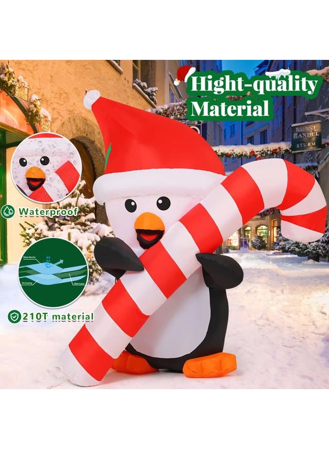 GOOSH 5 FT Height Christmas Inflatables Outdoor Penguin with Cane, Blow Up Yard Decoration Clearance with LED Lights Built-in for Holiday/Christmas/Party/Yard/Garden - Image 5