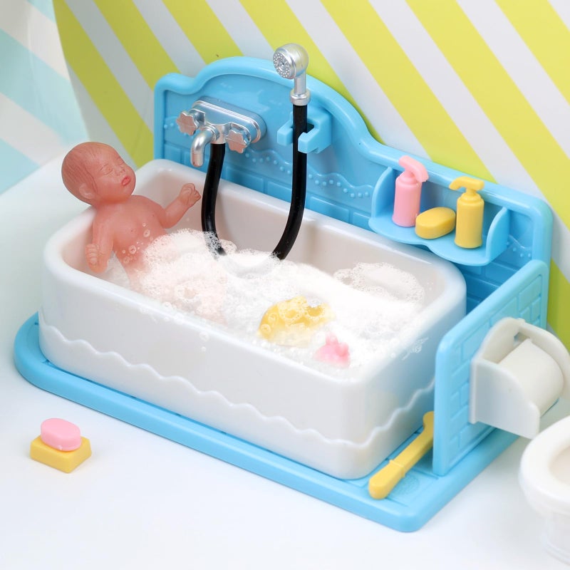 BABESIDE Mini Silicone Baby Dolls, 3 Inch Realistic Newborn Baby Doll Full Silicone Sleeping Little Baby Dolls Mini Real Life Baby Girl Miniature Baby with Bathroom Toy Set Accessories(Blue) - Image 3