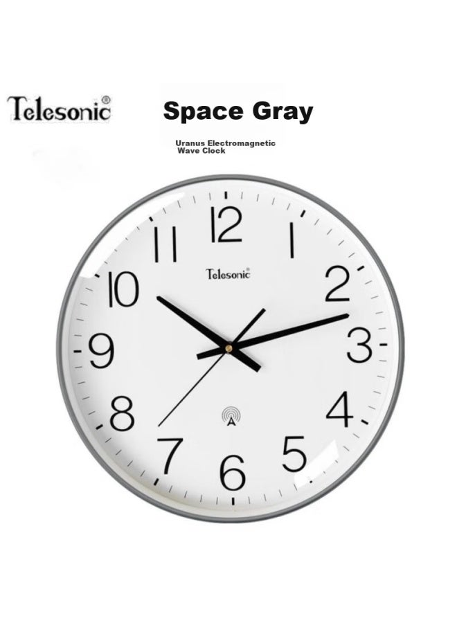Telesonic ساعة راديو تيلسونك التلقائية لمزامنة الوقت، ساعة حائط لغرفة المعيشة، نموذج، تصميم منزلي بسيط، لا حاجة للحفر، 30 سم - Image 1