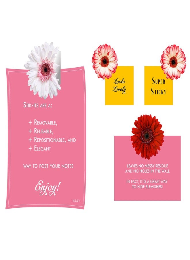 StikArt Removable Gerber Daisy Wall Decals Printed on Waterproof Canvas (19 Red & White Flowers) - Image 4