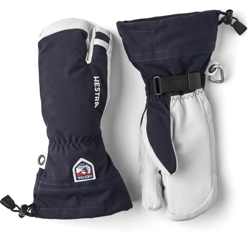 Hestra Unisxe Army Leather Heli Ski Glove, 3-Finger Snow Glove for Skiing & Snowboarding for Men & Women - Navy - 8 - Image 1