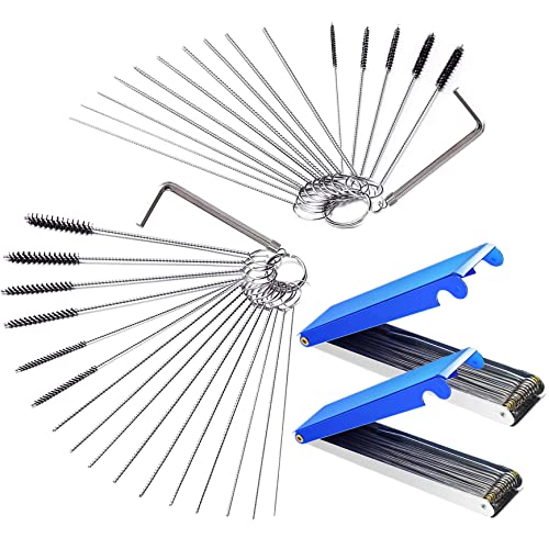 desin 60Piece Carburetor Cleaning Brush Dirt Jet Cleaner Tool Kit Micro Wire Needles with Aluminum Carrying Case Hex Wrenches for Small Engine Repair Motorcycle ATV Weed Eater and Airbrush - Image 1