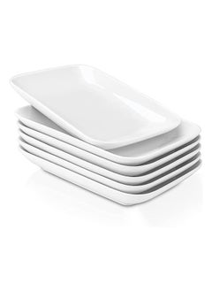 Large Serving Platter 14.5 Inches Serving Plates White Rectangle Platters Oven Safe Serving Platters And Trays For Parties Rectangular Platter For Meat Appetizer Sushi Set Of 4 White