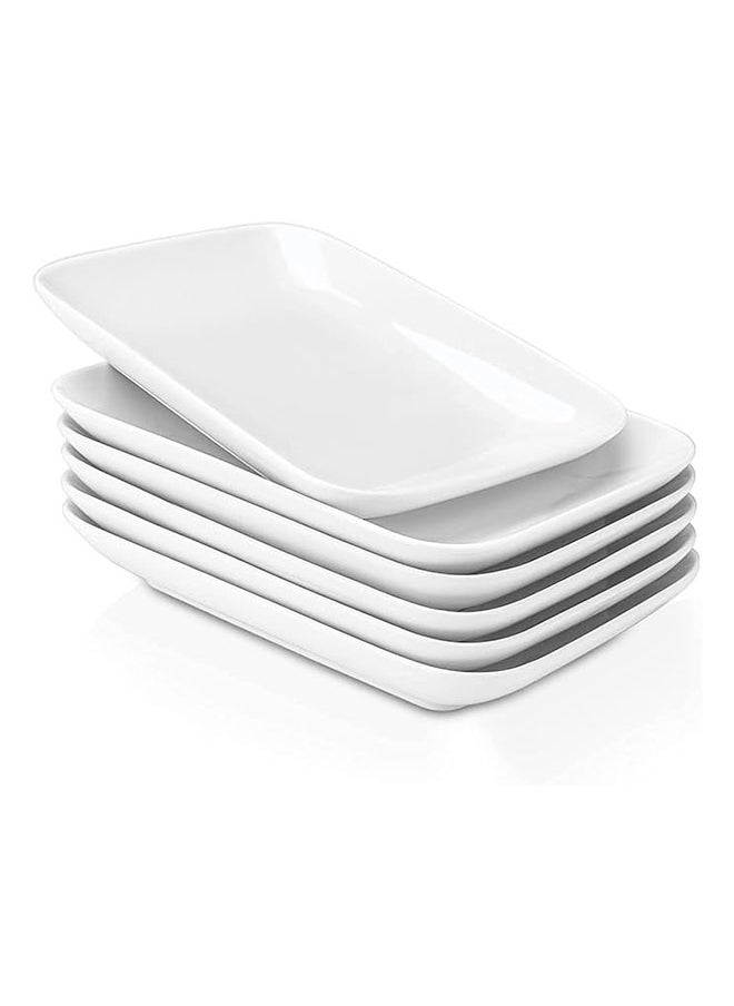 Generic - Large Serving Platter 14.5 Inches Serving Plates White Rectangle Platters Oven Safe Serving Platters And Trays For Parties Rectangular Platter For Meat Appetizer Sushi Set Of 4 White - Image 1