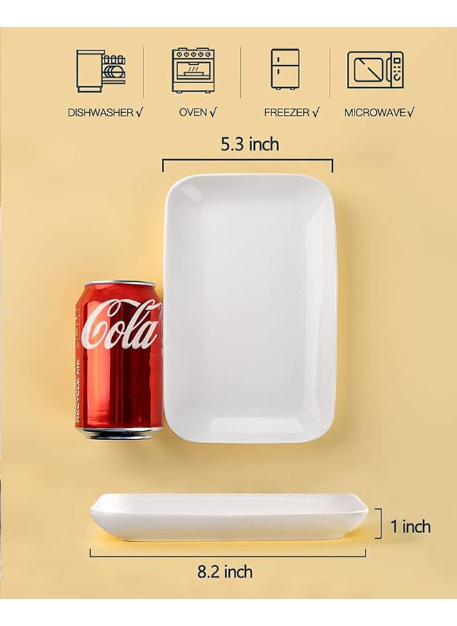 Generic - Large Serving Platter 14.5 Inches Serving Plates White Rectangle Platters Oven Safe Serving Platters And Trays For Parties Rectangular Platter For Meat Appetizer Sushi Set Of 4 White - Image 1