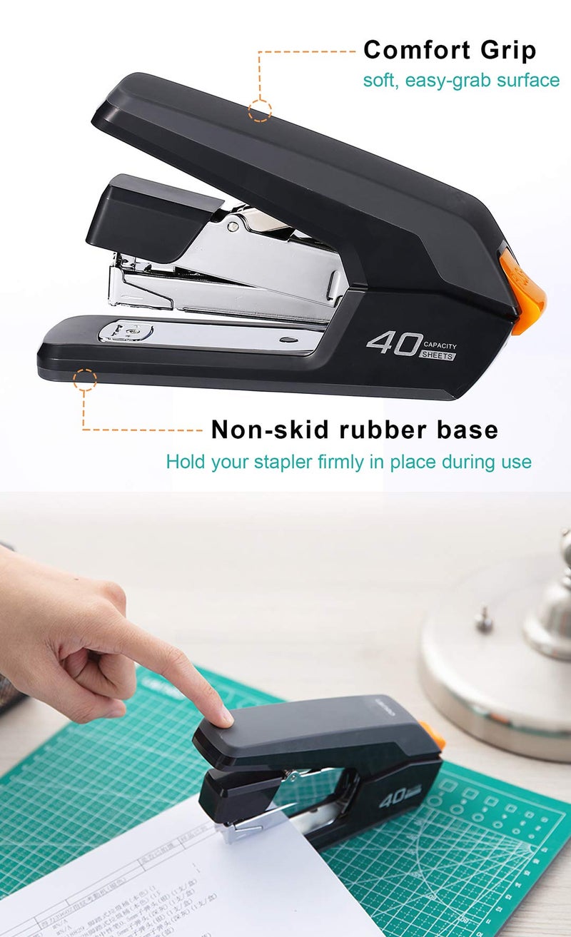 Leven Deli Effortless Desktop Stapler, 40 Sheet Capacity, One Finger Touch Stapling, Easy to Load Ergonomic Heavy Duty Stapler, Includes 1500 Staples and Staple Remover - Image 4