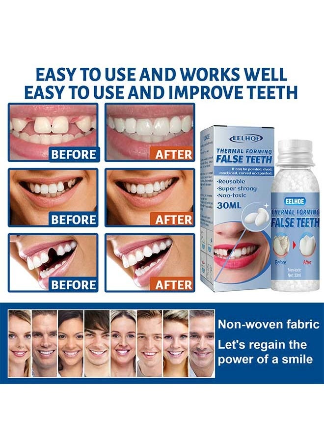 EELHOE Thermal Forming False Teeth 30ml, Temporary Teeth Replacement Kit for Temporary Restoration of Missing and Broken Teeth Replacement Dentures, DIY Heat Fit Beads, Confident Smile  - Image 3