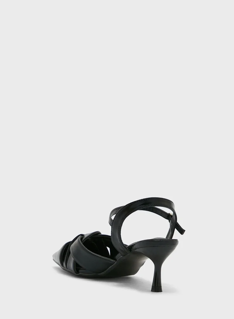 ELLA Interwoven Design Ankle Strap Pointed Pump