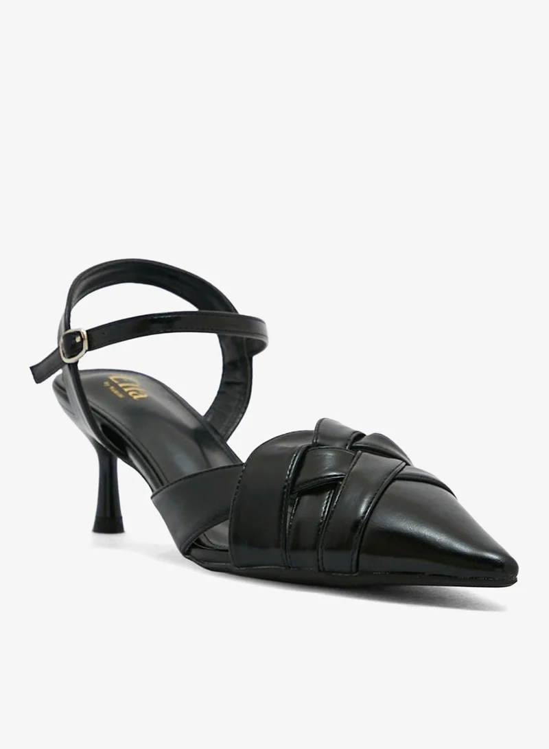 ELLA Interwoven Design Ankle Strap Pointed Pump