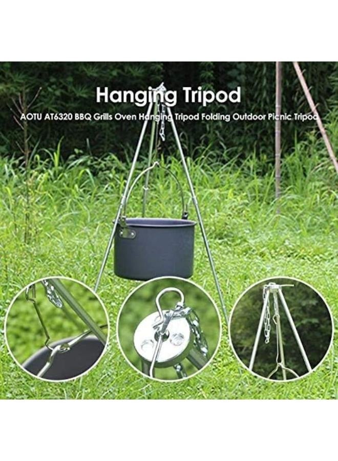 Outdoor Camping Fire Oven Cooking Tripod Hanging Pot Campfire Picnic Roast (12pcs-Big) - Image 5