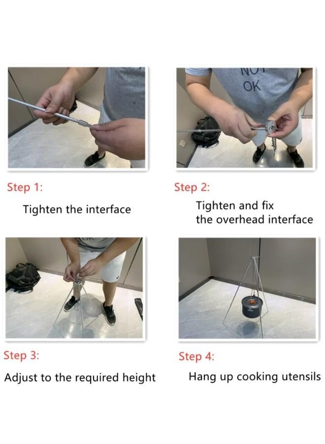 Outdoor Camping Fire Oven Cooking Tripod Hanging Pot Campfire Picnic Roast (12pcs-Big) - Image 3