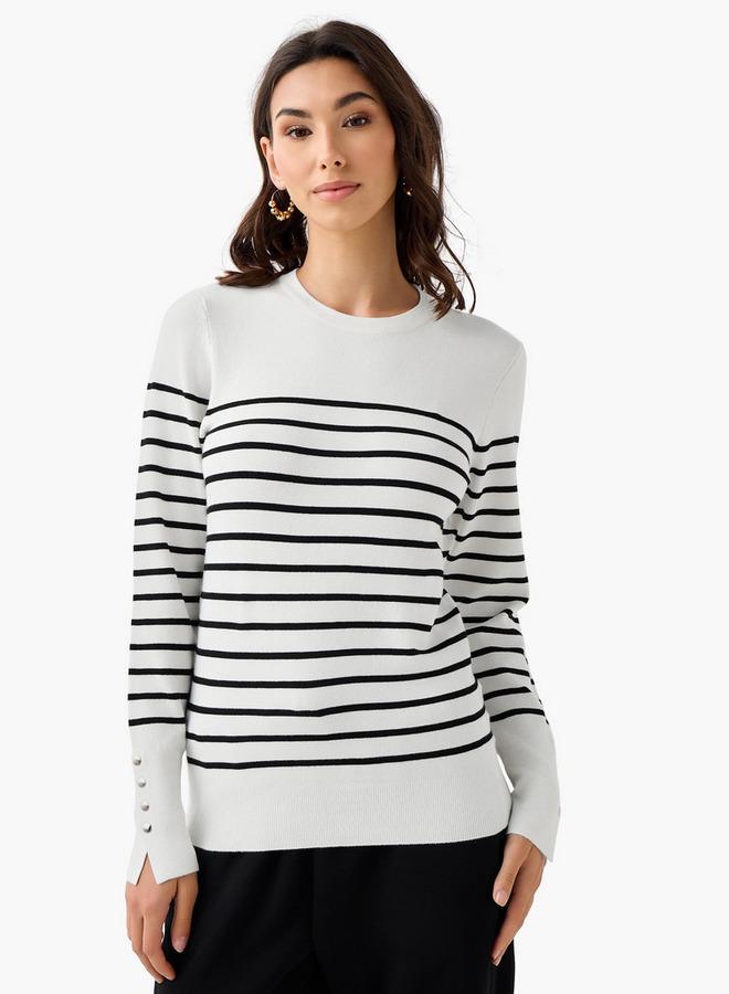 Splash FAV Regular Fit Striped Crew Neck Sweater - Image 1
