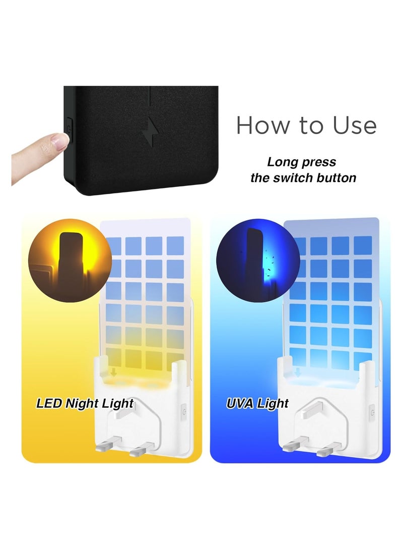 Fly Insect Trap, Indoor Gnat Catcher Captures Houseflies, Fruit Flies, and Gnats, Plug-in Moths Killer with Night Light for Buzz-free Home, UK PLUG, 5Pcs Adhesive Cards