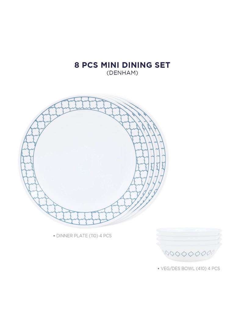 Corelle - Corelle Denham Mini Dining Set (VDB) - 8 Pcs| for Family of 4 | Break & Chip Resistant | Lightweight & Durable | Microwave & Dishwasher Safe - Image 1