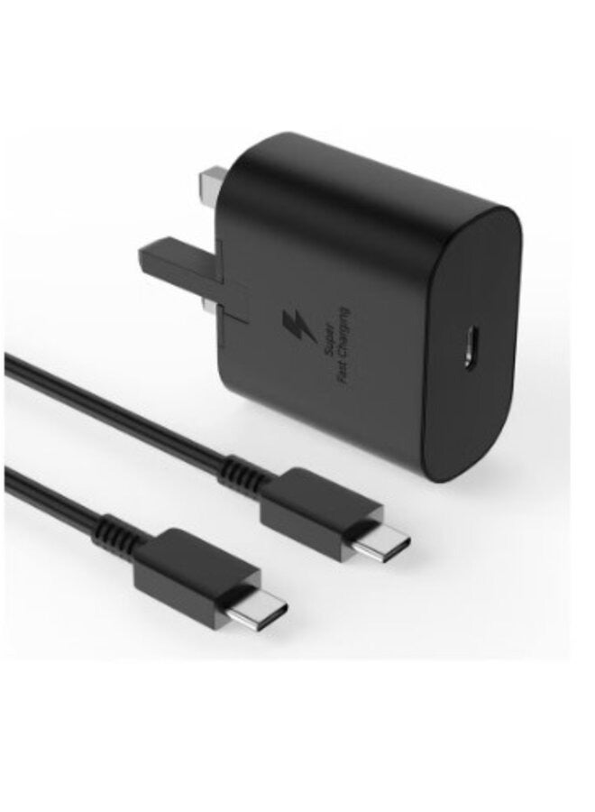 محول سفر سريع الشحن مع كابل من النوع C باللون الأسود - Image 1