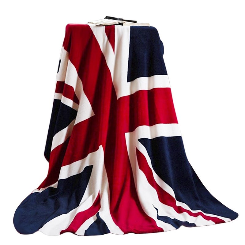 Clobeau USAUnion Jack Flag Luxury Fleece Blanket  Great British Flag Chair  Sofa Cover  Warm Soft Plush Travel Blanket  Bedspread  Beach Throw