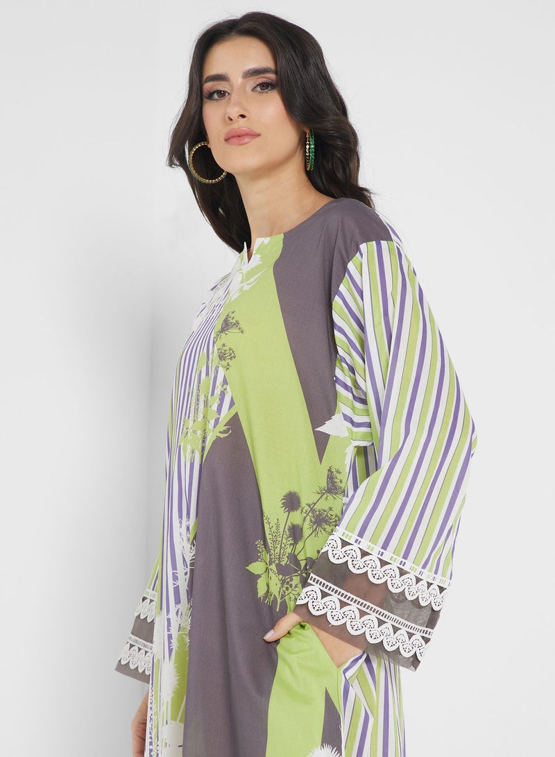 Nishat Linen Side Slit Printed Jalabiya - Image 3