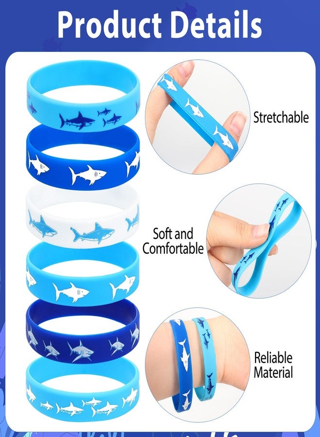 VICROIC 30 PCS Shark Silicone Bracelets Rubber Wristbands for Baby Shower, Under the Sea, Shark Themed Birthday Party Favors - Image 3