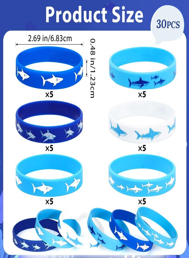 VICROIC 30 PCS Shark Silicone Bracelets Rubber Wristbands for Baby Shower, Under the Sea, Shark Themed Birthday Party Favors - Image 2