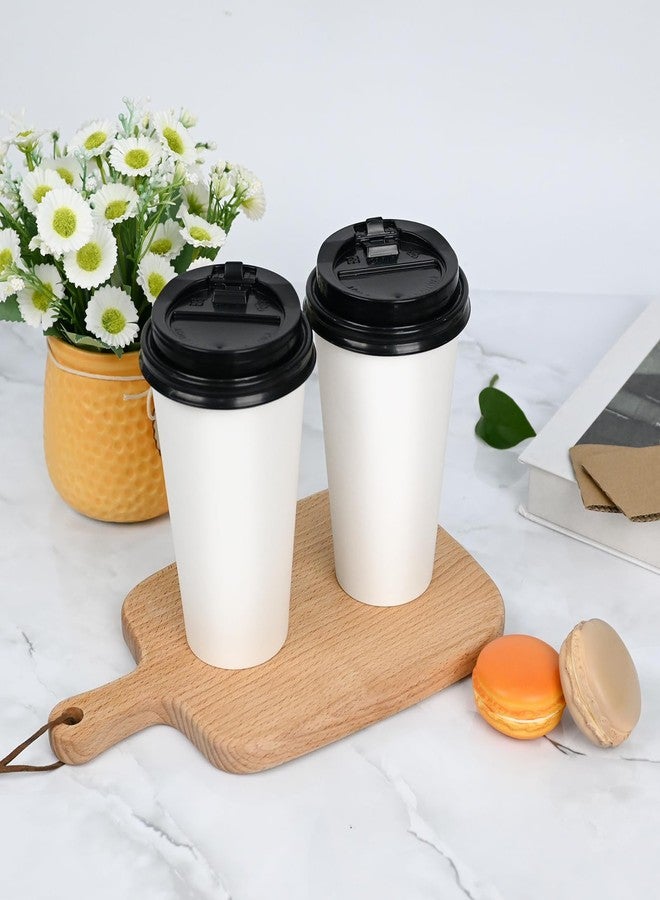 ESSENTIAL 80pcs 16oz Disposable Paper Coffee Cups with Lids, Sleeves and Labels, White Leak-Proof Coffee Cups for Hot or Cold Beverage, Suitable for Shops, Coffee Bar, Home and Office - Image 5