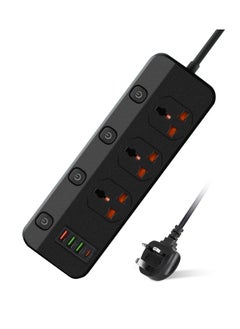Exotic Exotic Multi-Port Power Extension With 4-Ports (1 USB-C/3 USB-A) Ultimate Home & Office Kit 2M Wire (Black)  - Image 1