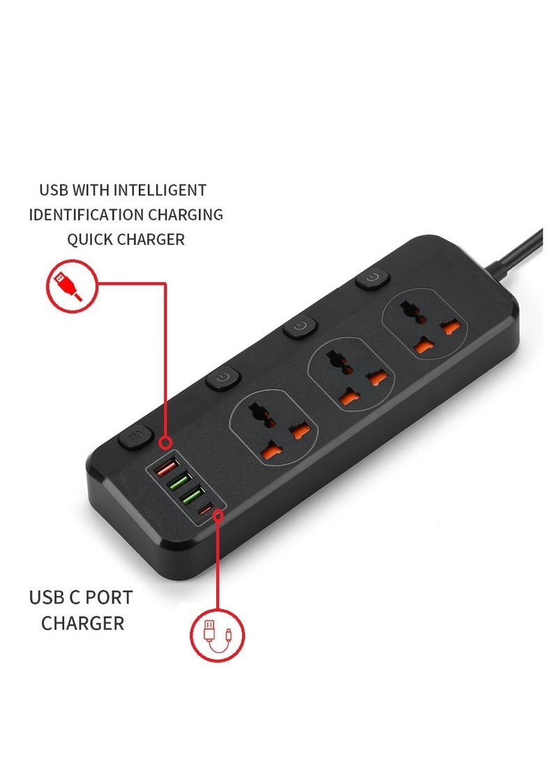 "محور طاقة متعدد المنافذ بتصميم فاخر مع 4 منافذ (1 USB-C / 3 USB-A) مجموعة مثالية للمنزل والمكتب مع سلك بطول 2 متر (أسود)" - pzsku/Z10AE2C09DBBCCCD51275Z/45/_/1719060096/983ec8db-d819-4c52-8a14-d28064ae14b4