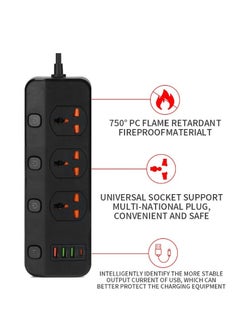 Exotic Exotic Multi-Port Power Extension With 4-Ports (1 USB-C/3 USB-A) Ultimate Home & Office Kit 2M Wire (Black)  - Image 2