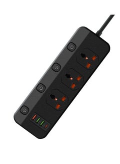 Exotic Exotic Multi-Port Power Extension With 4-Ports (1 USB-C/3 USB-A) Ultimate Home & Office Kit 2M Wire (Black)  - Image 5