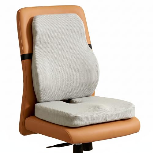 betterhood PosturePro Seat Cushion & Back Support for Office Chair Combo, Ergonomic Memory Foam Sitting Pillow, Lumbar Support Seat Cushion for Chair, Coccyx Cushion for Tailbone Pain Relief (Grey) - Image 1