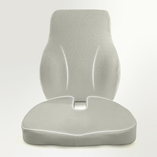 betterhood PosturePro Seat Cushion & Back Support for Office Chair Combo, Ergonomic Memory Foam Sitting Pillow, Lumbar Support Seat Cushion for Chair, Coccyx Cushion for Tailbone Pain Relief (Grey) - Image 2