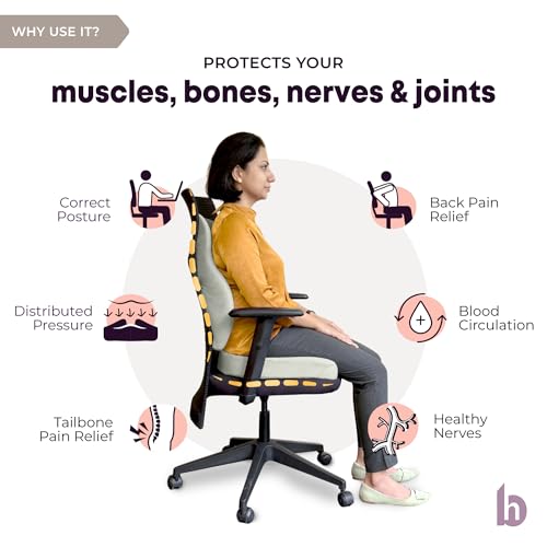 betterhood PosturePro Seat Cushion & Back Support for Office Chair Combo, Ergonomic Memory Foam Sitting Pillow, Lumbar Support Seat Cushion for Chair, Coccyx Cushion for Tailbone Pain Relief (Grey) - Image 3