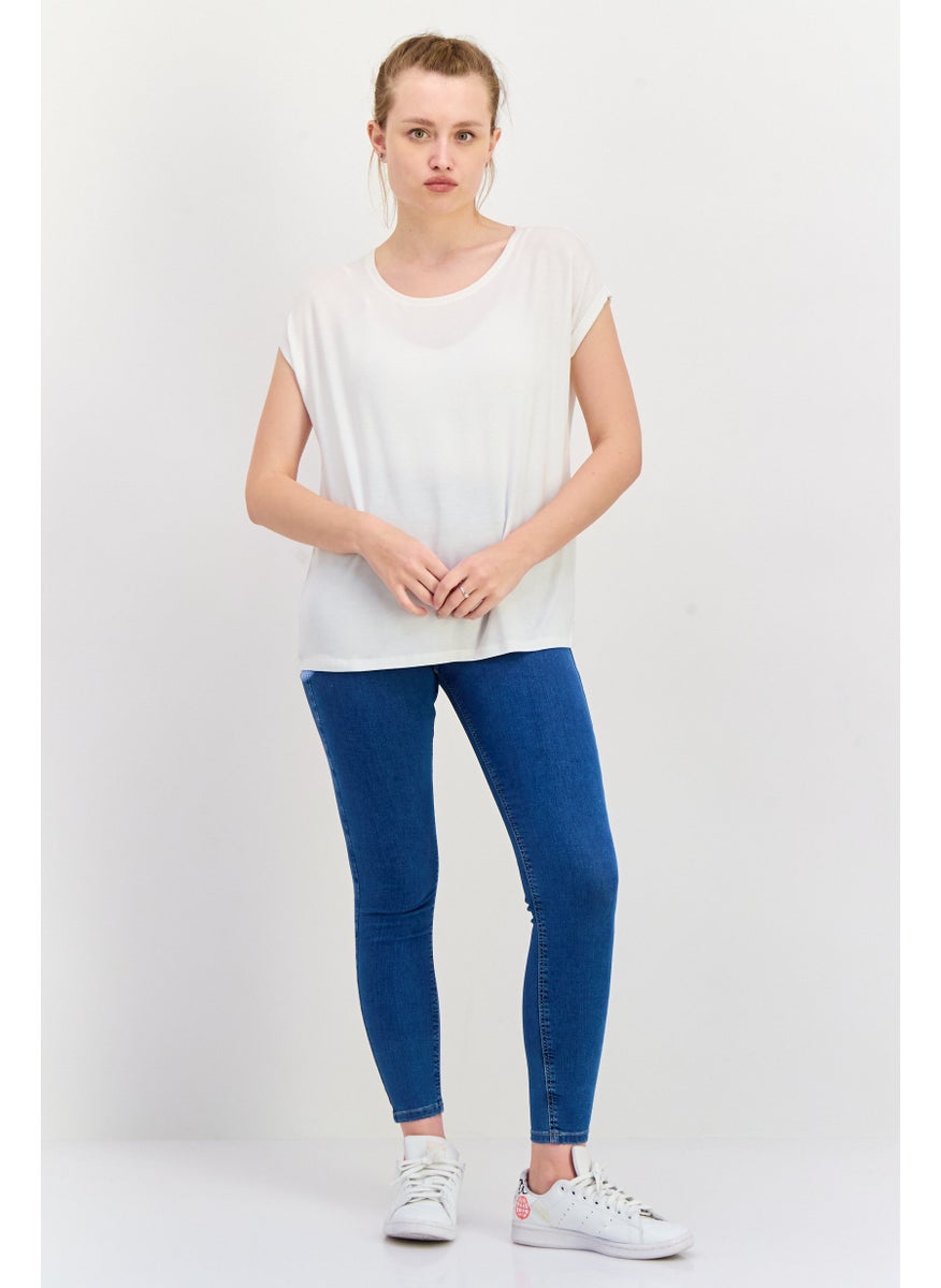 Women Petite Round Neck Cap Sleeves Solid Top, White - pzsku/Z10AE4B23C03B329044FFZ/45/_/1737642650/809fb7d9-64b1-4788-8e28-712b67a7d977