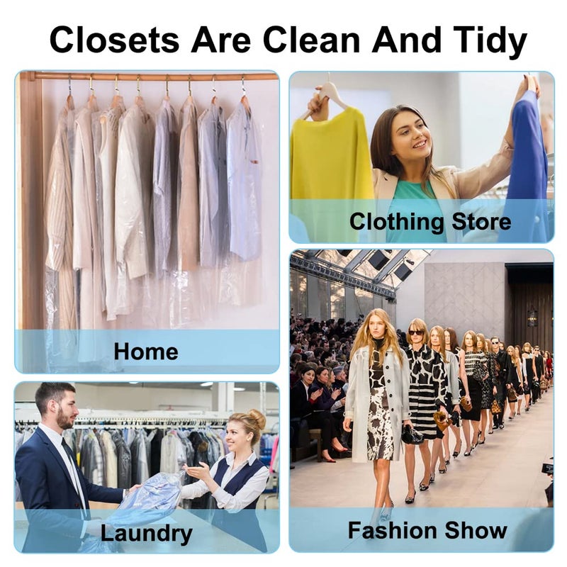 بيشيدا أكياس ملابس بلاستيكية شفافة من بيشيدا، 60 قطعة، مقاس 35.5 بوصة، مناسبة للتنظيف الجاف، وتعليق الملابس، وتخزين الملابس، والمعاطف، والبدلات، والقمصان، والسترات، والتنانير. - Image 3