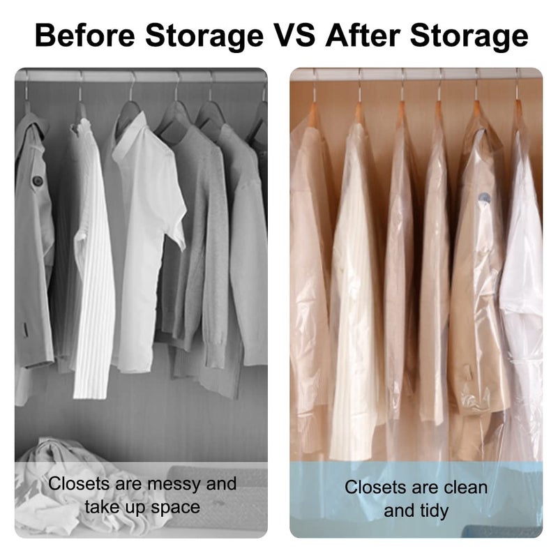 بيشيدا أكياس ملابس بلاستيكية شفافة من بيشيدا، 60 قطعة، مقاس 35.5 بوصة، مناسبة للتنظيف الجاف، وتعليق الملابس، وتخزين الملابس، والمعاطف، والبدلات، والقمصان، والسترات، والتنانير. - Image 2
