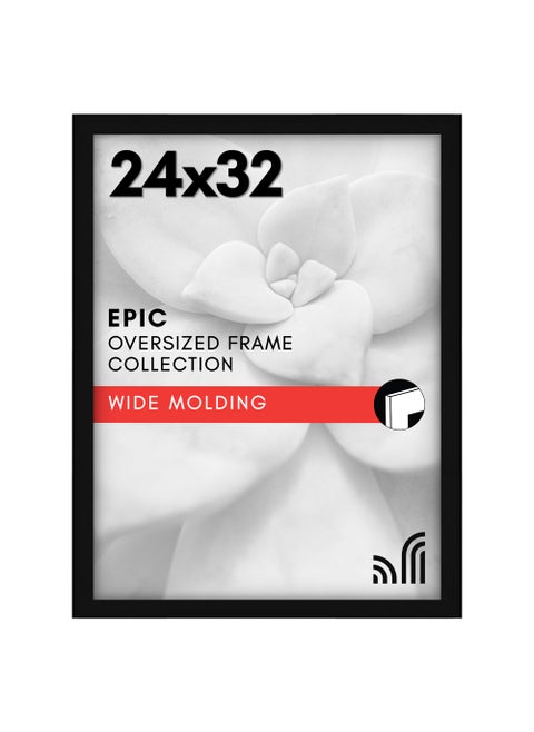 Americanflat 24x32 Poster Frame with Polished Plexiglass  Black Picture Frame  Wide Photo Frames Made of Engineered Wood for Vertical or Horizontal Wall Display  Epic Collection  Black