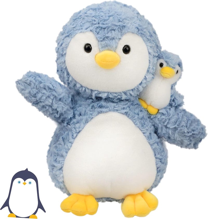 Luckam Plush Penguin Stuffed Toy, Kids Soft Plushie Animal Doll, Birthday Gift for Toddlers Boys Girls, Adorable Mom Penguin with Baby Penguin, Baby Shower Nursery Decorate - Image 1