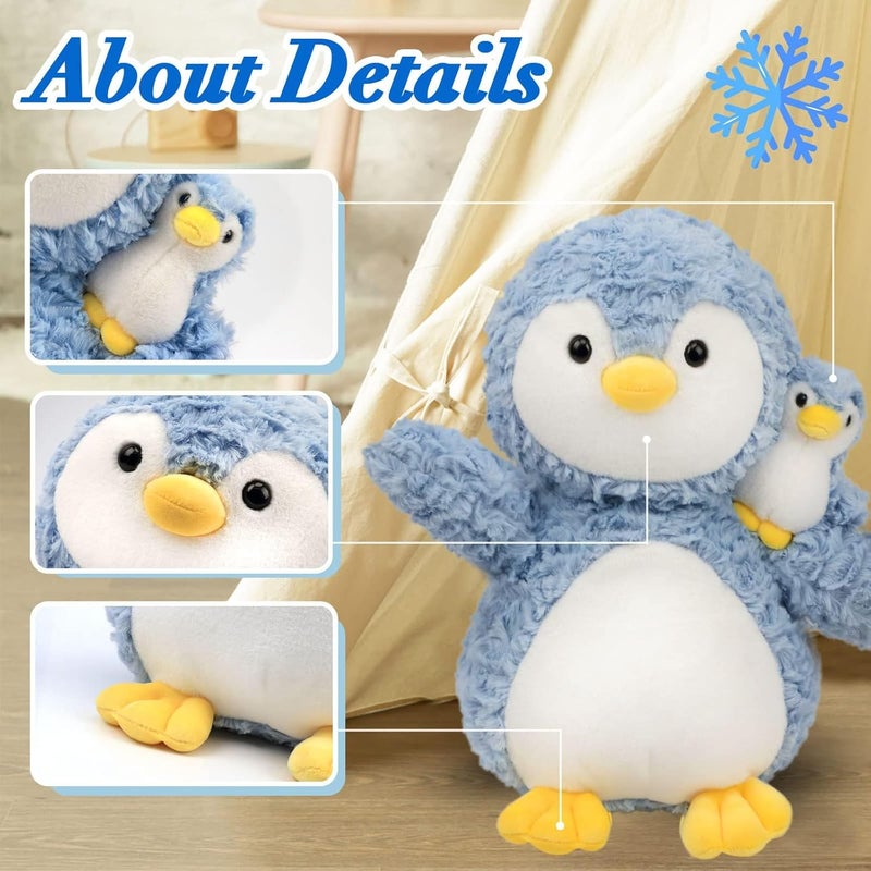 Luckam Plush Penguin Stuffed Toy, Kids Soft Plushie Animal Doll, Birthday Gift for Toddlers Boys Girls, Adorable Mom Penguin with Baby Penguin, Baby Shower Nursery Decorate - Image 4