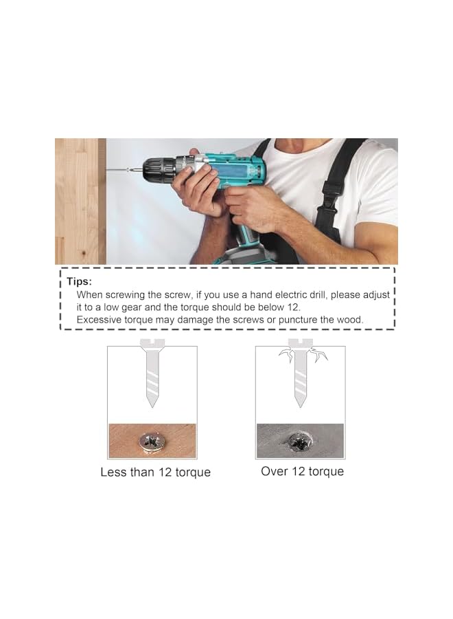 مجموعة مسامير خشبية برأس مسطح M3، 400 قطعة، مسامير ذات رأس غاطس ذاتية الثقب، من الفولاذ المقاوم للصدأ 304، تحتوي على 20 قطعة من مثبتات M6 لتعليق الجدران المجوفة أو الستائر. - Image 2