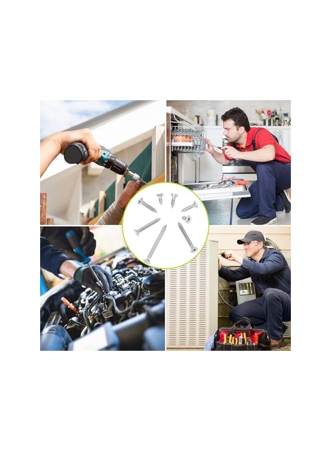 مجموعة مسامير خشبية برأس مسطح M3، 400 قطعة، مسامير ذات رأس غاطس ذاتية الثقب، من الفولاذ المقاوم للصدأ 304، تحتوي على 20 قطعة من مثبتات M6 لتعليق الجدران المجوفة أو الستائر. - Image 3