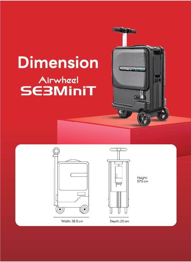 Airwheel - Airwheel SE3MiniT - Electric Luggage Scooter - Black | Potable Riding Suitcase with Removable Battery, Airwheel Luggage | Official Dealer in UAE - Image 1