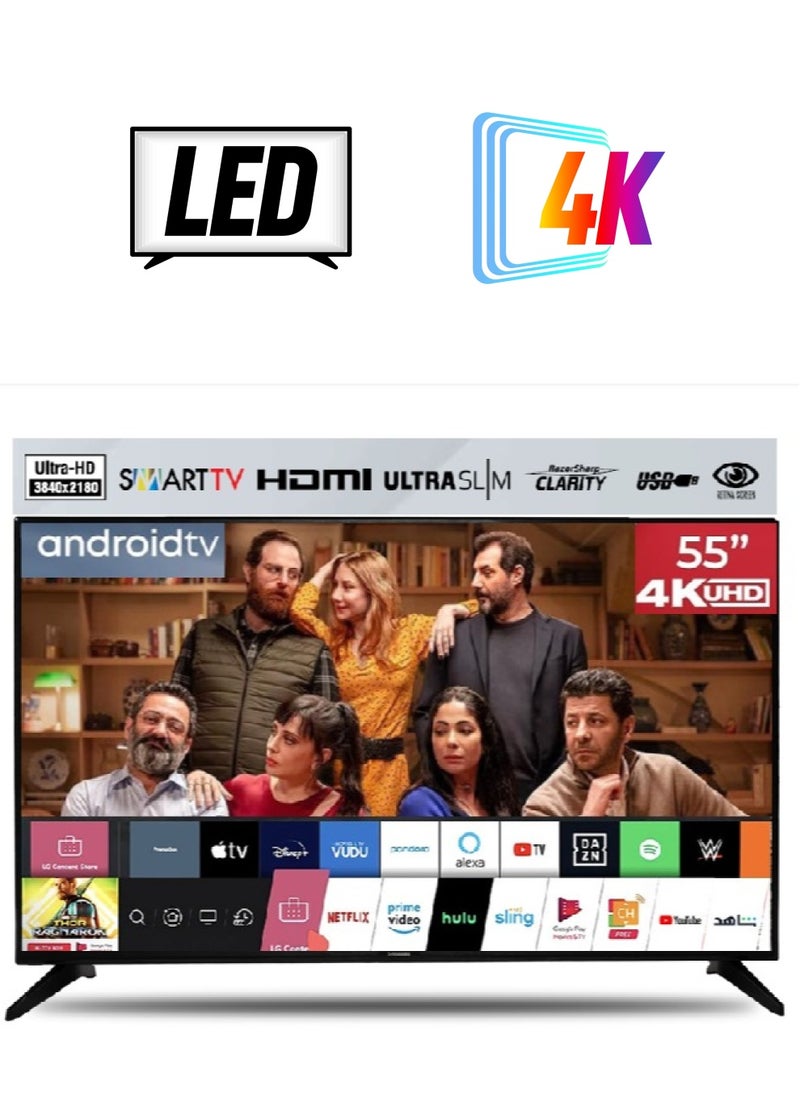 توشيرو تلفزيون توشيرو الذكي 55 بوصة بدقة 4K UHD مع نظام تشغيل أندرويد، واي فاي مدمج، تطبيقات ذكية، موديل 2024 - TRO554KSLED2  - Image 1